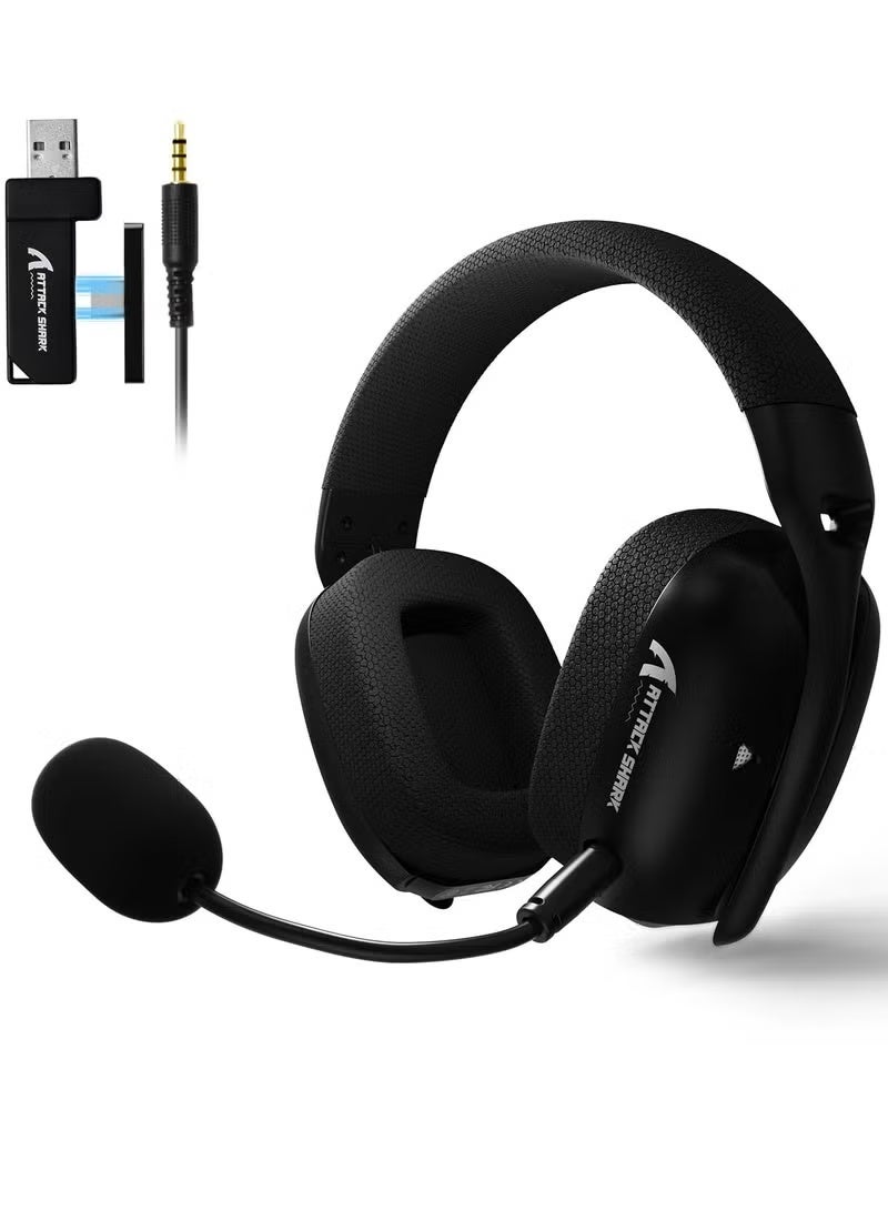 Attack Shark L80PRO Wireless Gaming Headset Lightseed Tech- Built-in&Detachable Dual Microphone-Lightweight Headphone with Tri-Mode(2.4GHz USB C&A Dongle/BT/Wired)-for PC Mac PS4 PS5 Switch Win-Black - Image 1